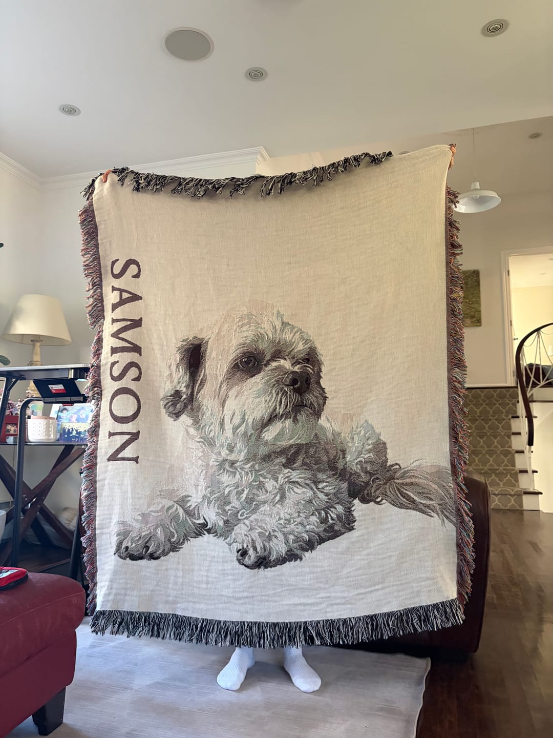Customer photo review of Custom Heirloom Pet Throw Blanket