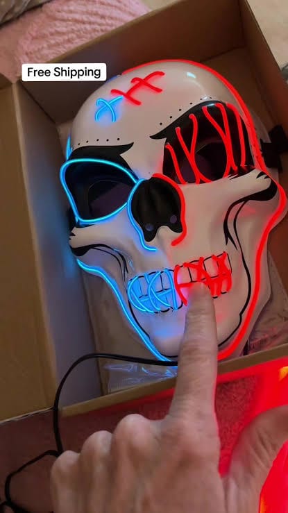 Customer photo review of Halloween LED Skull Mask | Multicolor Light-Up Costume