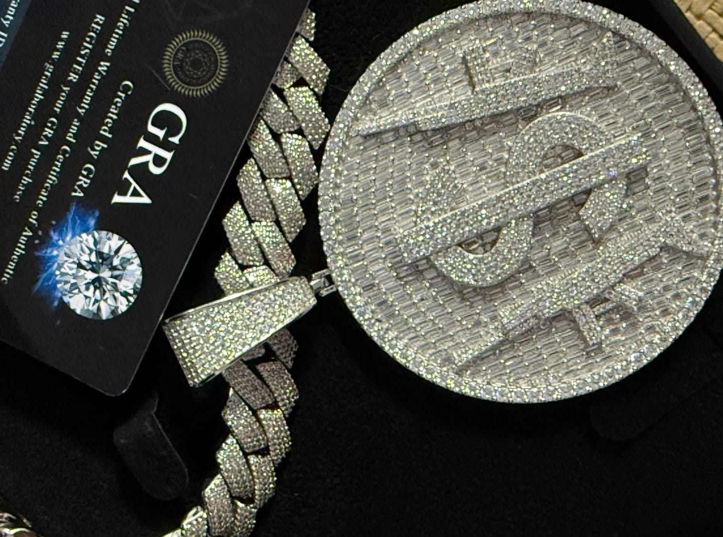 Customer photo review of 2.7 inch Round 925 Silver VVS Moissanite Dollar Round Pendant