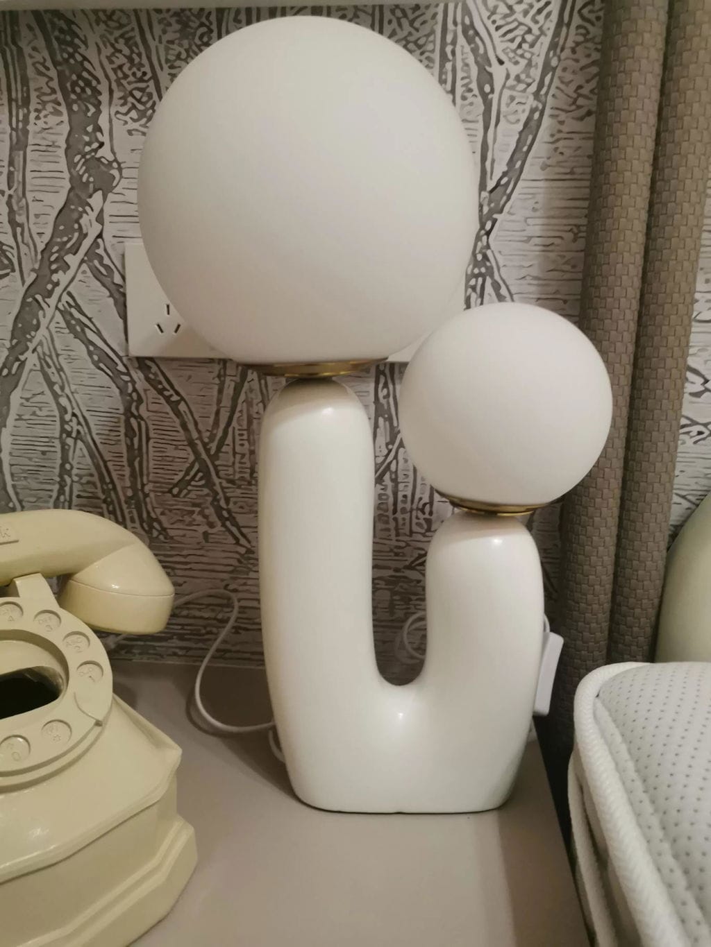 Customer photo review of Oo Table Lamp, White Glass Globe Shade, Ceramic Body, G9, Plug-In