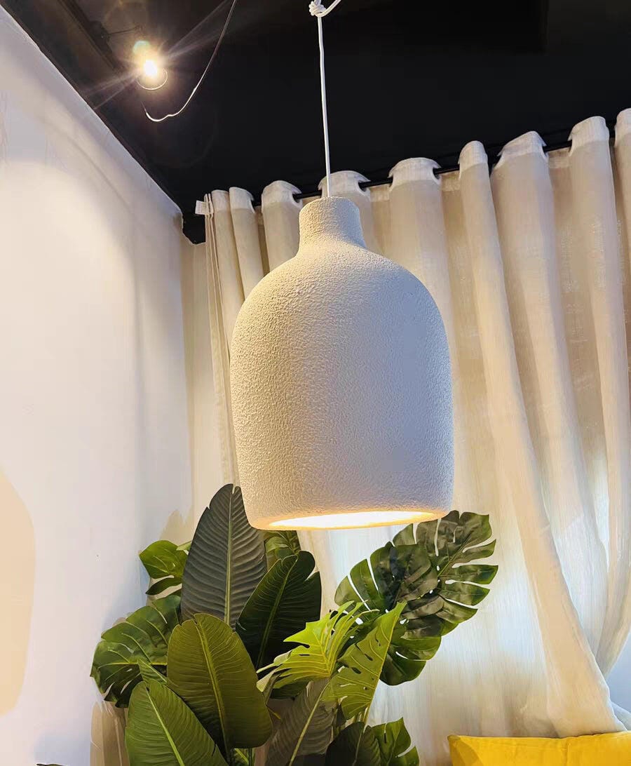 Customer photo review of Barrel Pendant Light, Beige Polystyrene Shade, Adjustable Cable