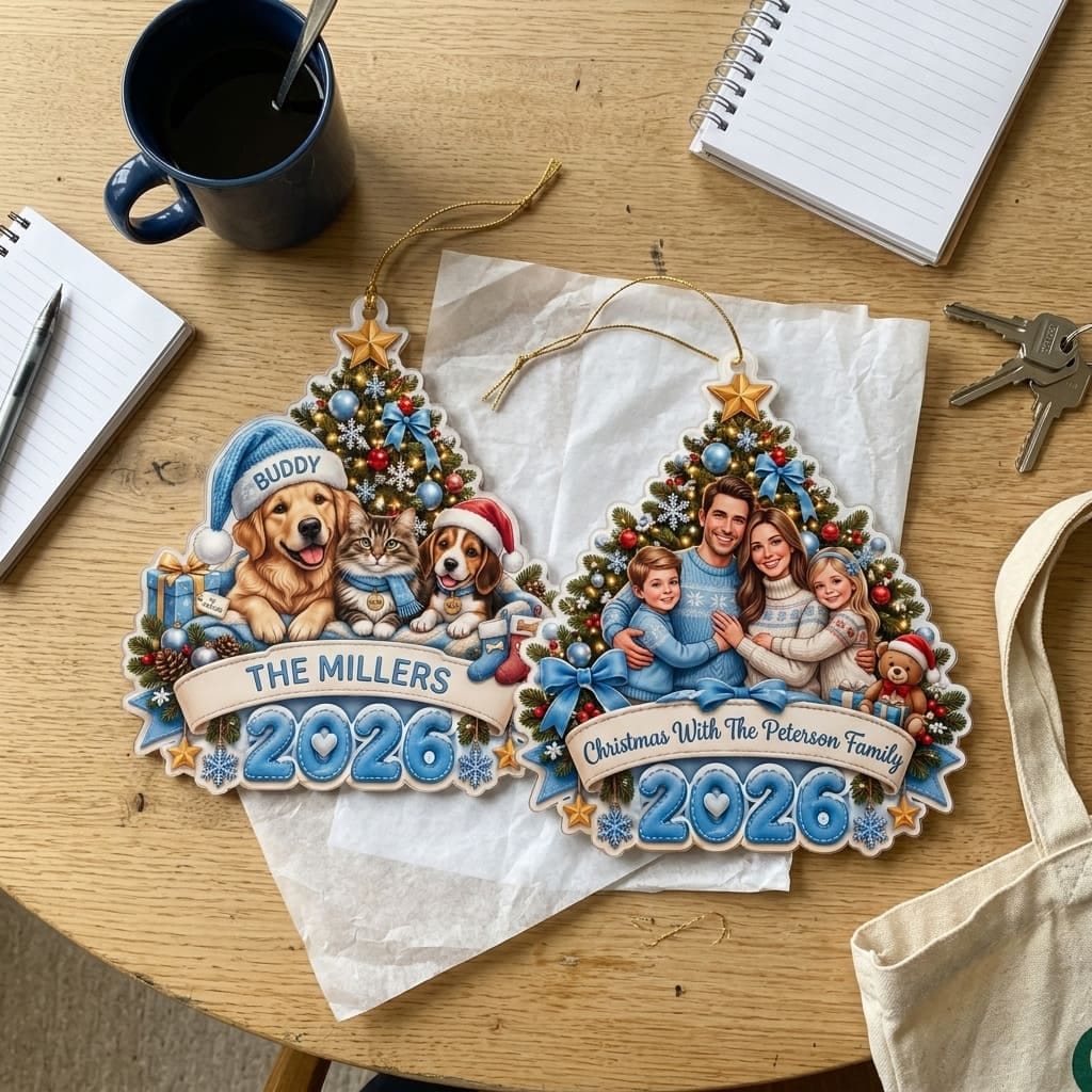 Customer photo review of (Made In The USA) Personalized Dog Christmas Vertical Drop Acrylic Ornament - Custom Photo & Name | Christmas Gift | ONM03 Pets