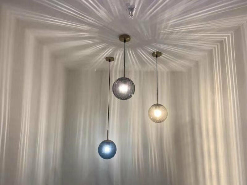 Customer photo review of Ribbed Glass Pendant Lamp, Mouth-Blown, Adjustable Cable