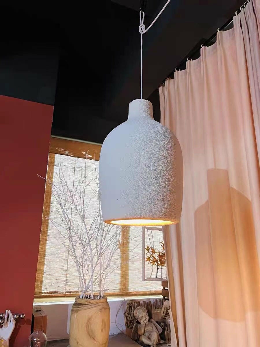 Customer photo review of Barrel Pendant Light, Beige Polystyrene Shade, Adjustable Cable