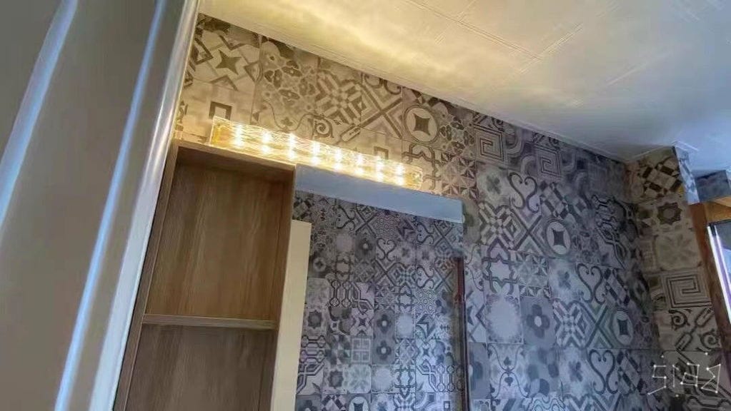 Customer photo review of Brass Wall Light, Clear Textured Glass, Wall Sconce, Integrated LED