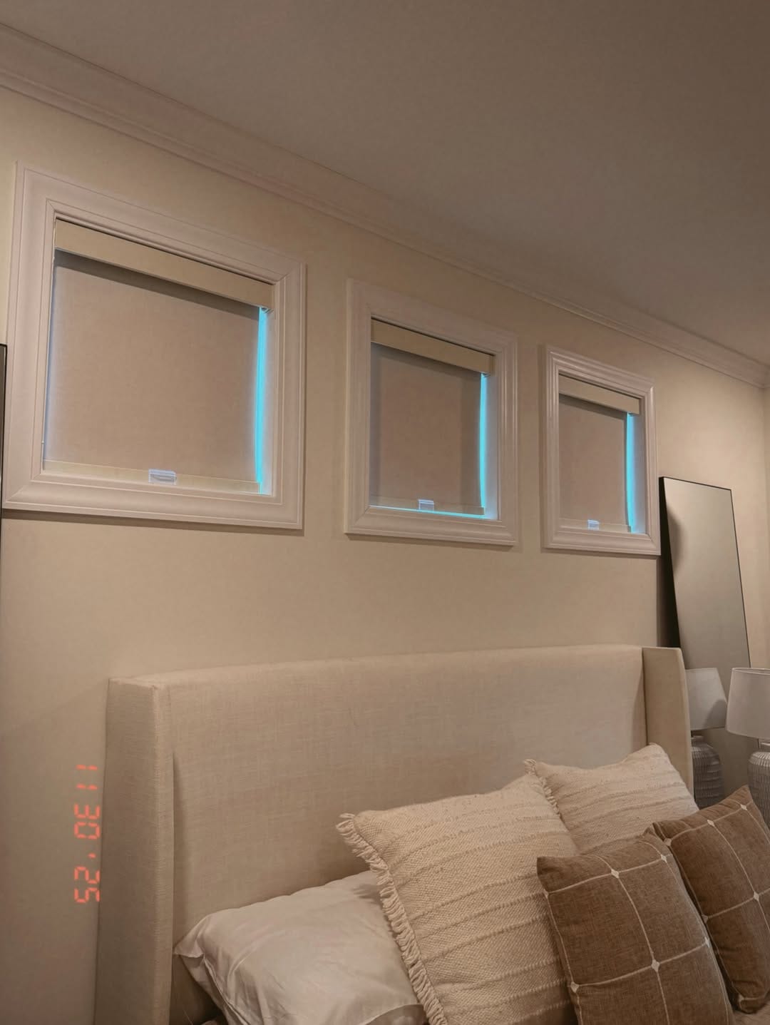 Customer photo review of Linen Blackout Roller Shades