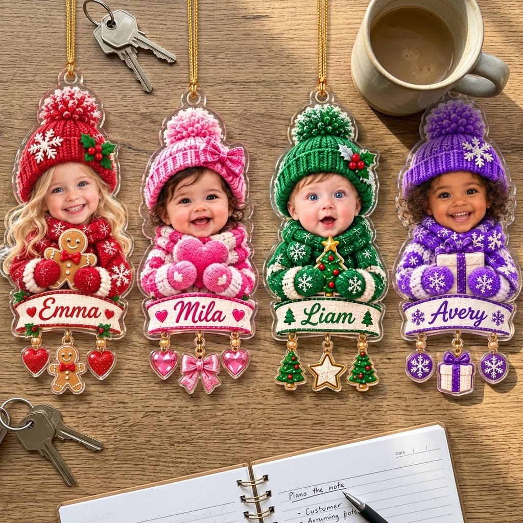 Customer photo review of (Made In The USA) Personalized Our First Christmas Engaged Vertical Drop Acrylic Ornament - Custom Photo & Name | Christmas Gift | ONM03 Couples