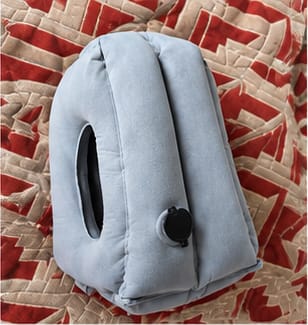 Customer photo review of HushBound Travel Pillow – Real Sleep Sitting Up, Inflates in Seconds