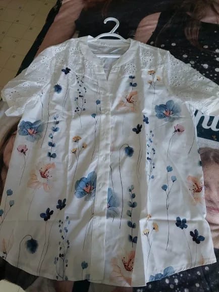 Customer photo review of Rosalie Floral Eyelet Blouse