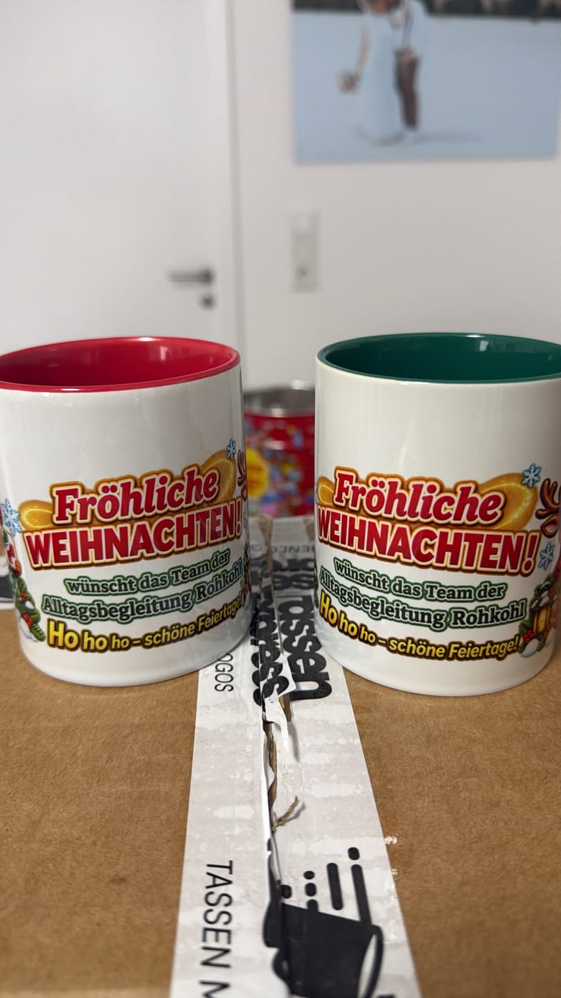 Customer photo review of Tassen mit Logo bedrucken – ab 10 Stück 325ml - Spülmaschinenfest