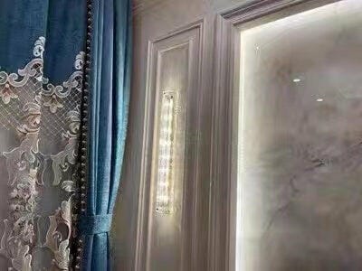 Customer photo review of Brass Wall Light, Clear Textured Glass, Wall Sconce, Integrated LED