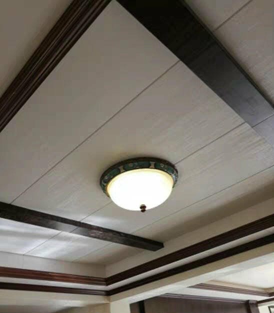 Customer photo review of Blue Resin Ceiling Light, White Glass Shade, Flush Mount