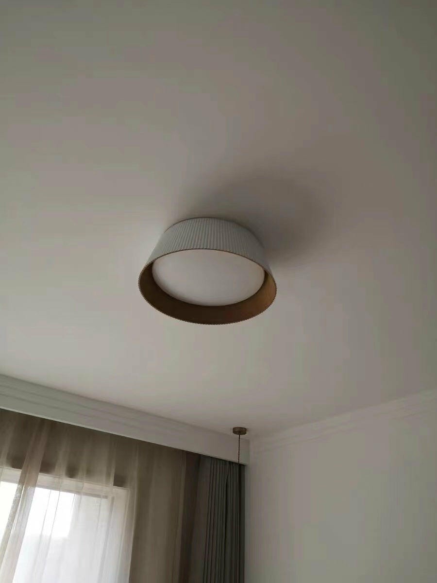 Customer photo review of Fluted Metal Ceiling Light, Wood Grain Interior, LED, 46 cm