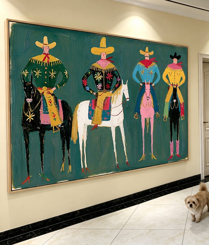 Customer photo review of Saddle Parade-Western Cowboy Horse Painting