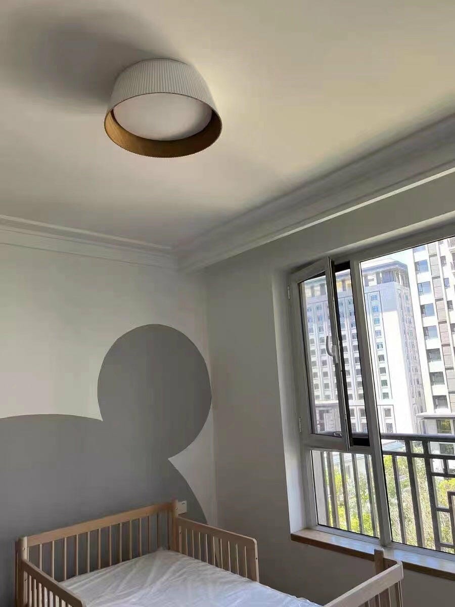 Customer photo review of Fluted Metal Ceiling Light, Wood Grain Interior, LED, 46 cm