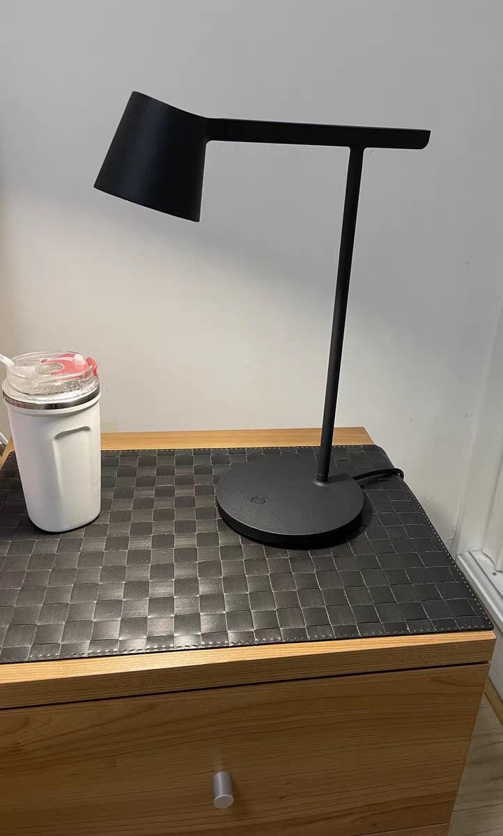 Customer photo review of Modern Table Lamp, Aluminium, Slanted Shade, Switchable Colour LED