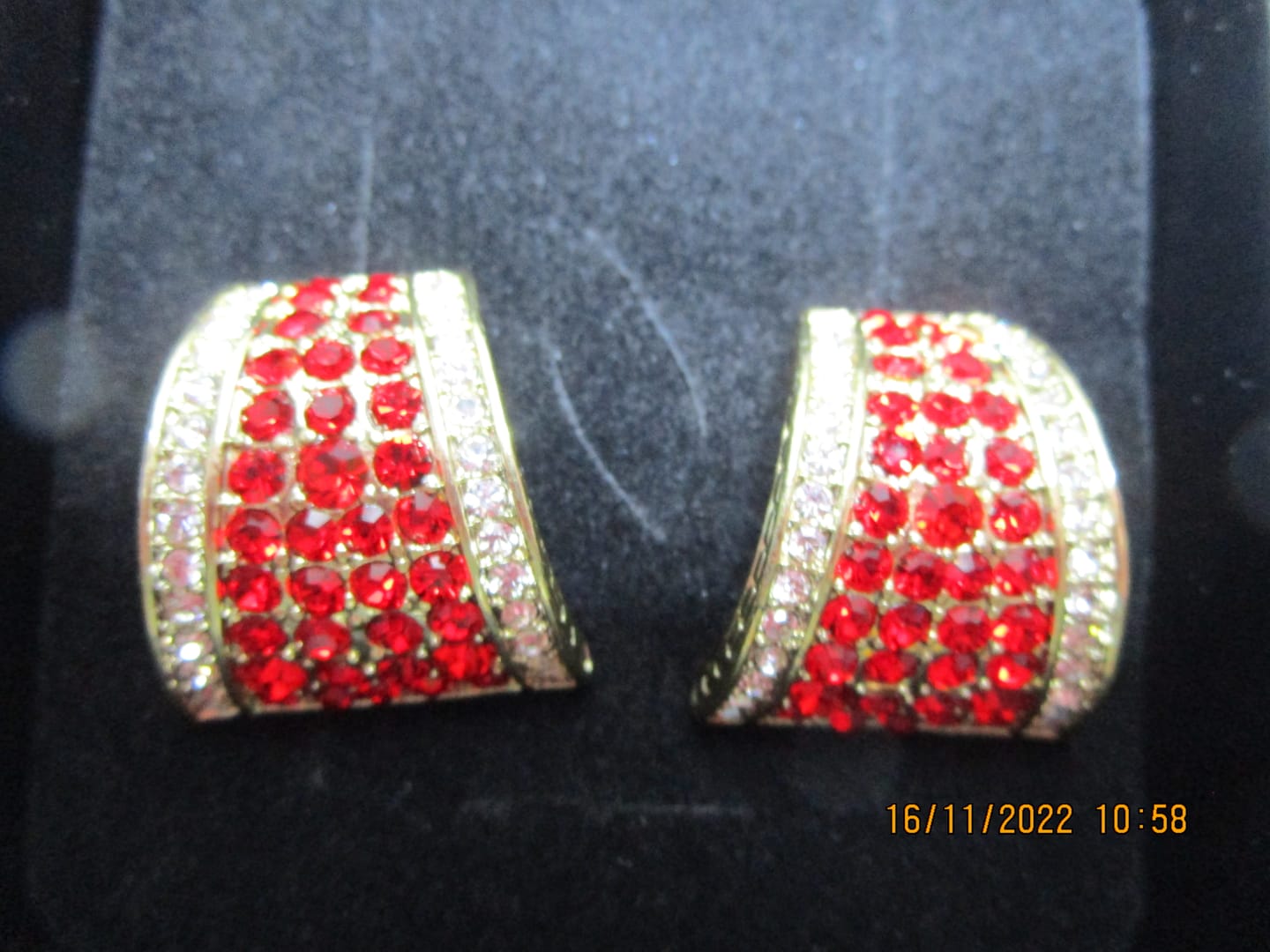 Customer photo review of HEIDI DAUS® "Say It With Style" Crystal Statement Hug Earrings