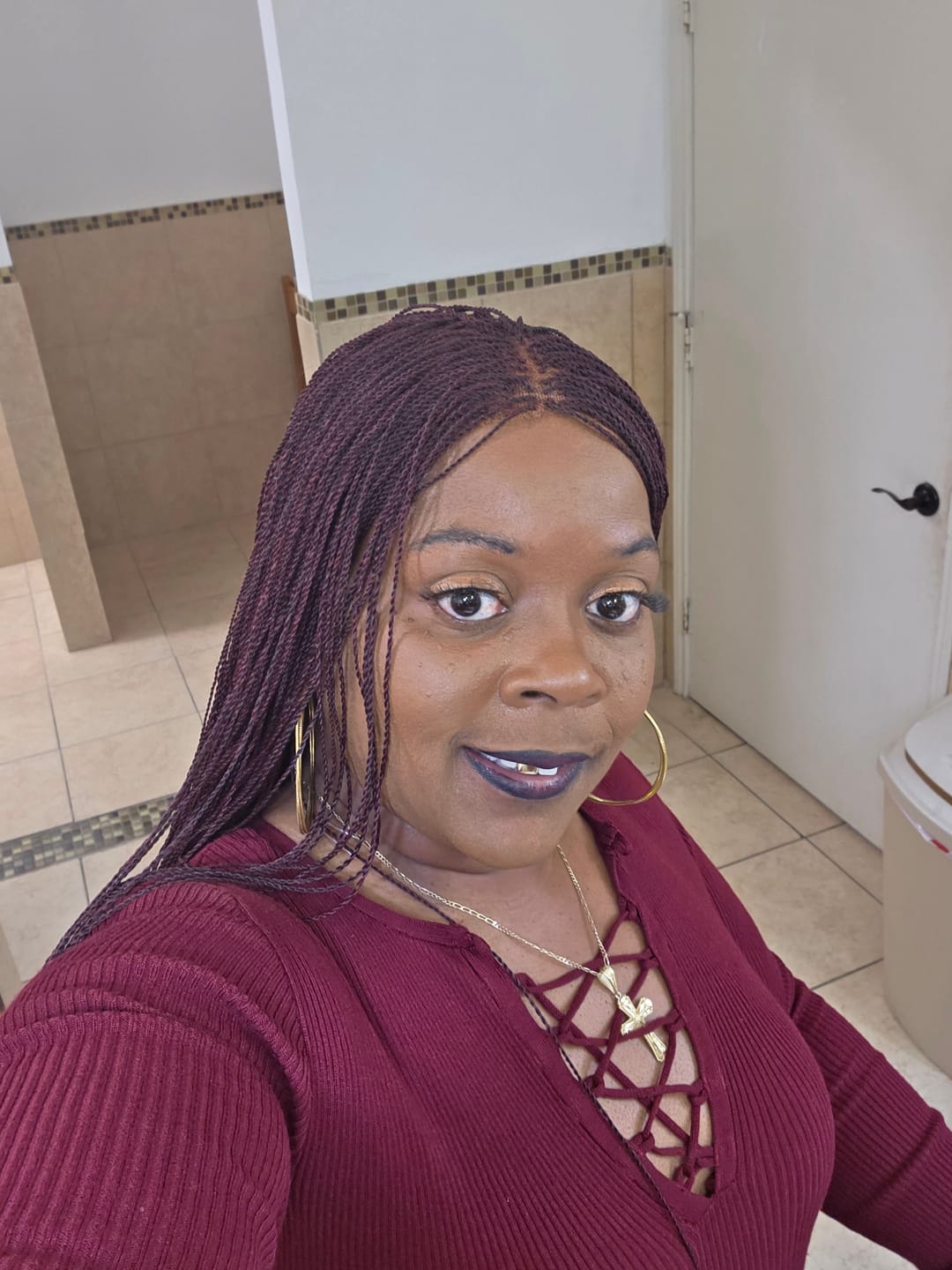 Customer photo review of Mica - Micro Senegalese Twist Pre Bleached Swiss HD Full Lace Knotless Braids Wig 799 Strands