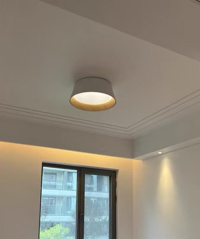 Customer photo review of Fluted Metal Ceiling Light, Wood Grain Interior, LED, 46 cm