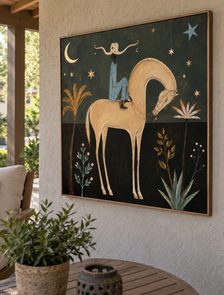 Customer photo review of Curved Moon Rider-White Horse Painting