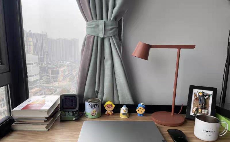 Customer photo review of Modern Table Lamp, Aluminium, Slanted Shade, Switchable Colour LED