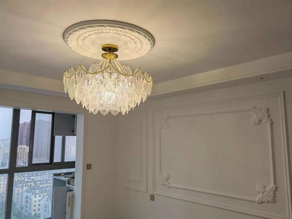 Customer photo review of Glass Pearl Pendant Light, Gold Frame, 50 to 80 cm