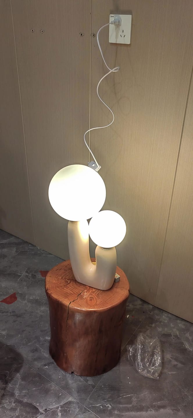 Customer photo review of Oo Table Lamp, White Glass Globe Shade, Ceramic Body, G9, Plug-In