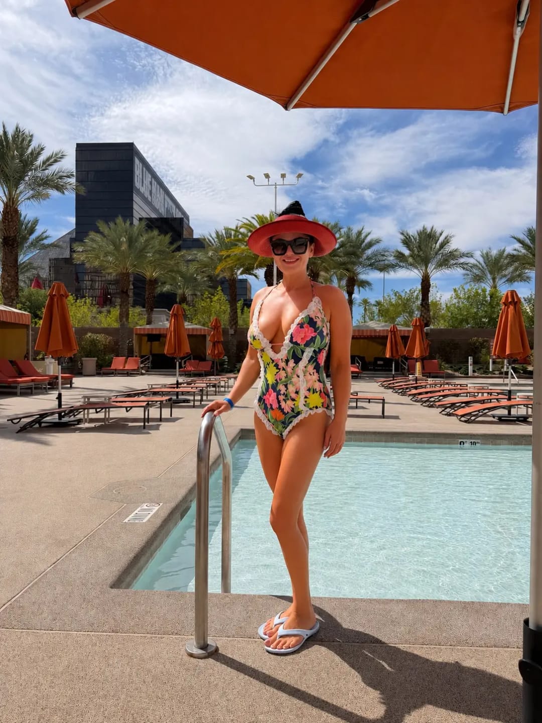 Customer photo review of Emoswim - Womens One Piece Halter V-Neck Printing Lace Adjustable Back Straps Sexy Swimsuit