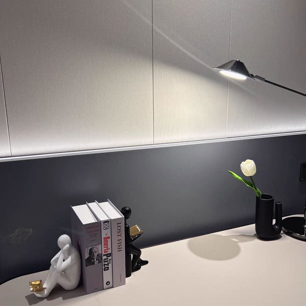 Customer photo review of Black Desk Lamp, Long Arm, Cone Shade, Integrated LED