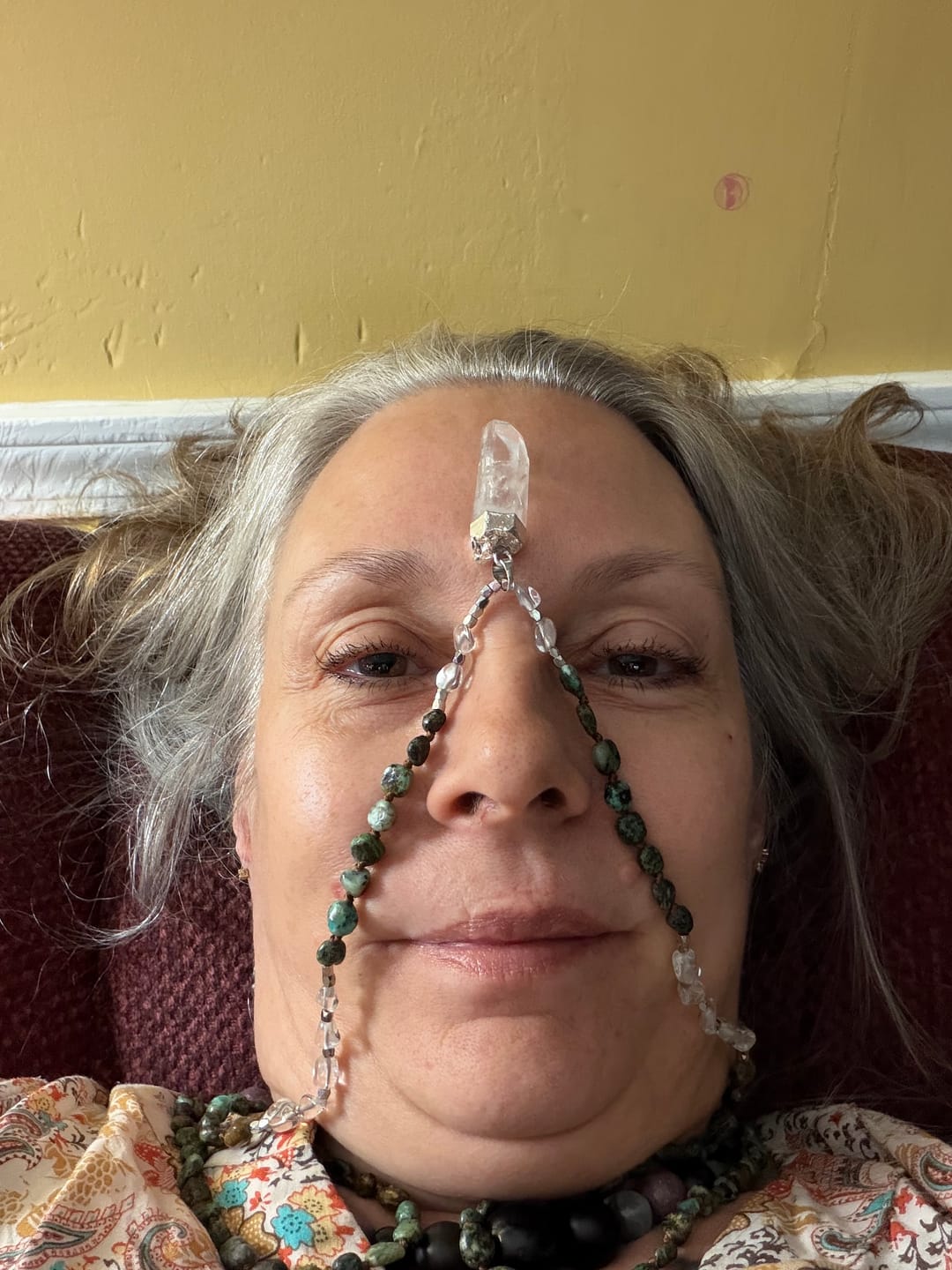 Customer photo review of Natural African Turquoise & Clear Quartz Pendant Necklace
