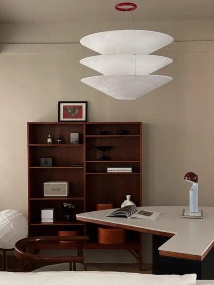 Customer photo review of Paper Pendant Light, Three Crinkled Shades on Metal Cables