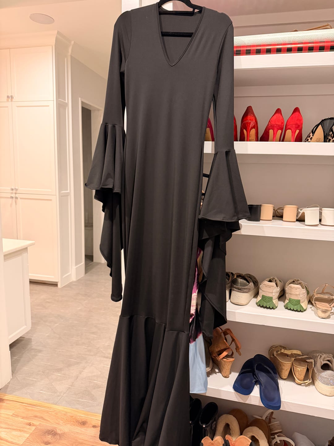 Customer photo review of Morticia Puddle Train Gown Dress