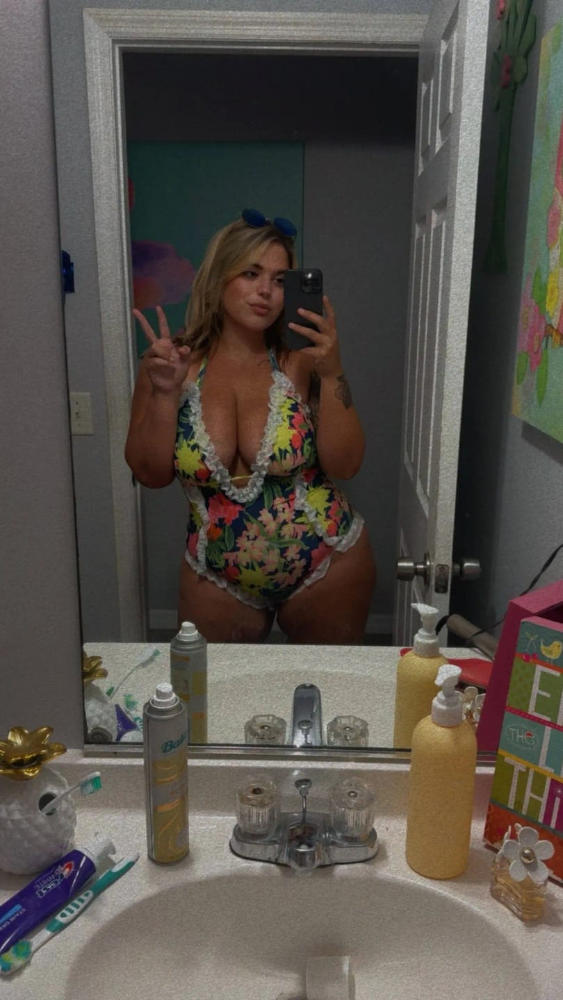 Customer photo review of Emoswim - Womens One Piece Halter V-Neck Printing Lace Adjustable Back Straps Sexy Swimsuit