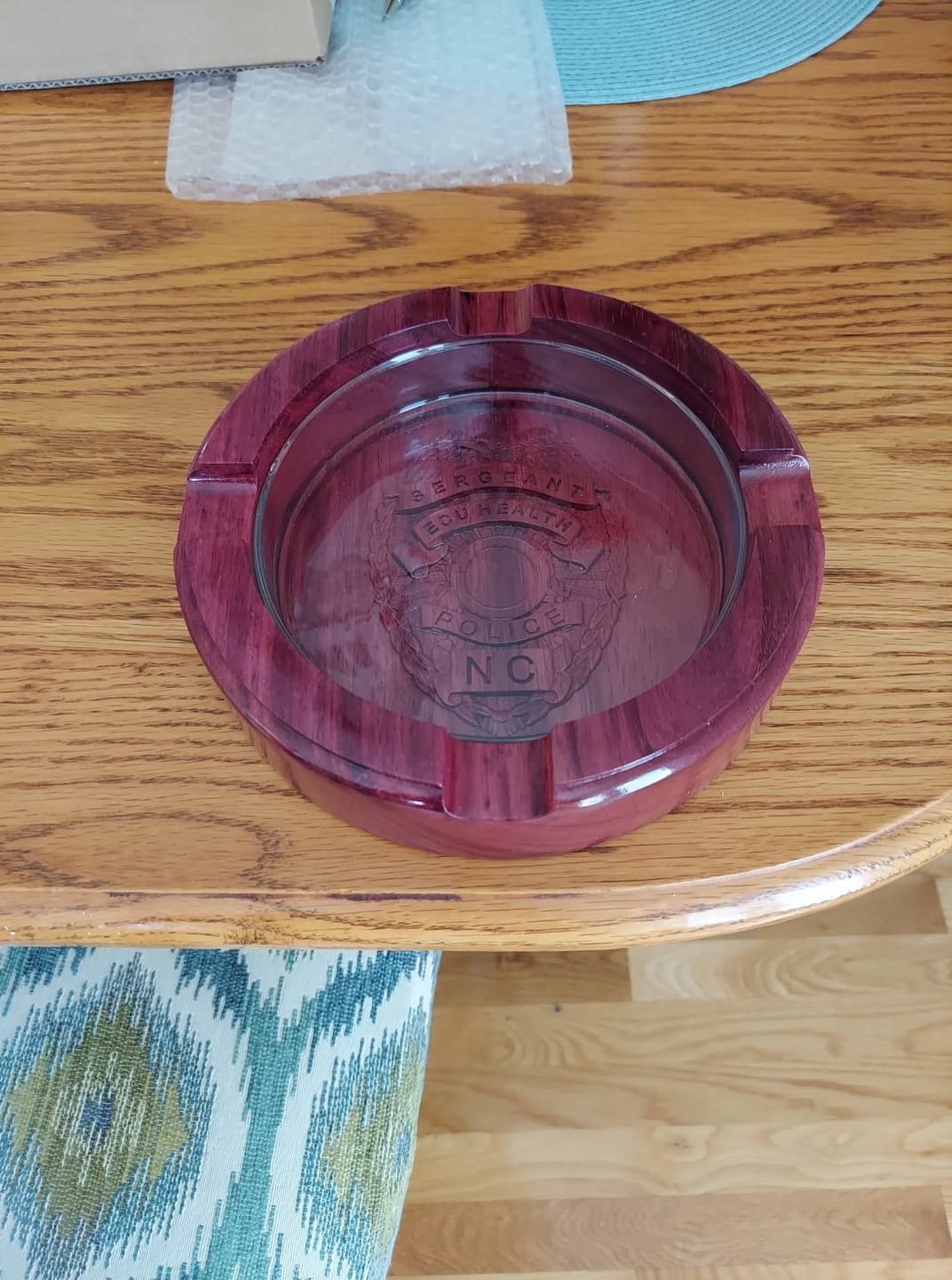 Customer photo review of Personalized Name Walnut Cigar Ash Tray for Dad,Grandpa,Boyfriend,Friend