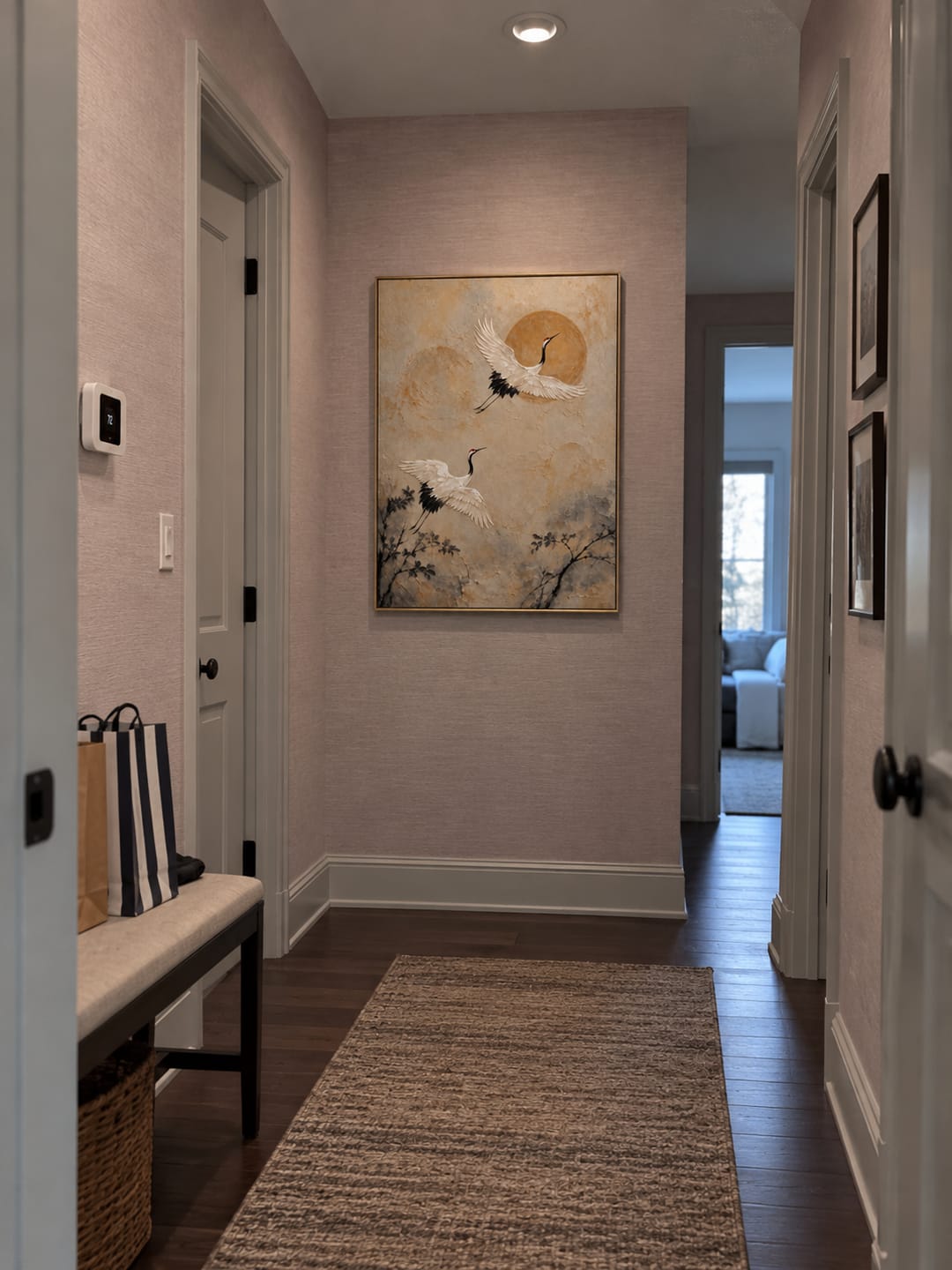 Customer photo review of Cranes Under a Golden Sun — Bird Oil Painting