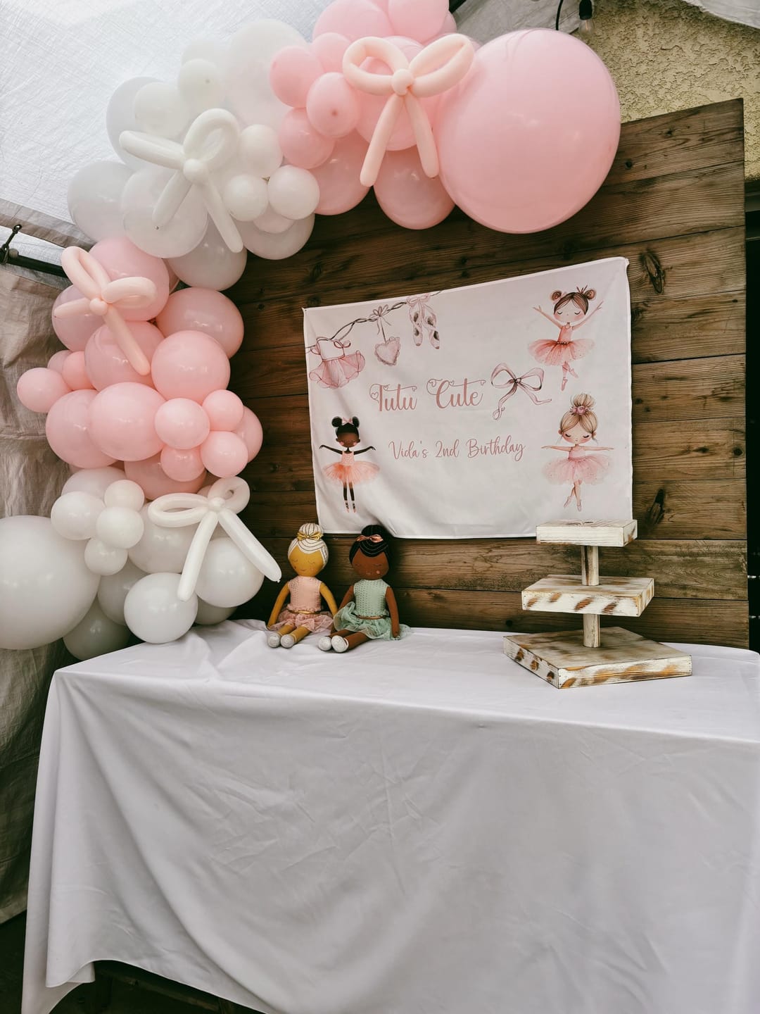 Customer photo review of Ballerina Tutu Cute Birthday Backdrop Girl 2nd Birthday Party Banner Blush Decor Watercolor Pink Bow Custom Photobooth Second Birthday Decor