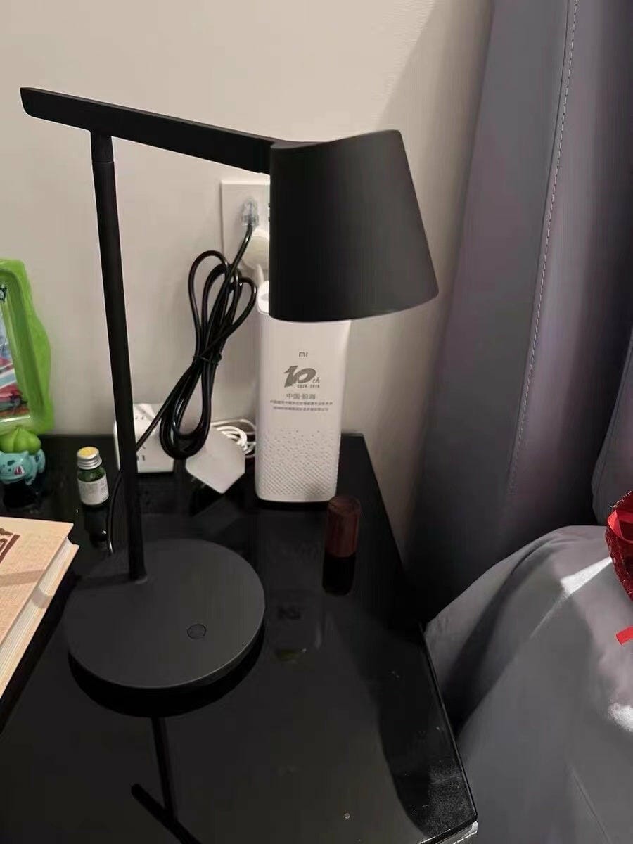 Customer photo review of Modern Table Lamp, Aluminium, Slanted Shade, Switchable Colour LED