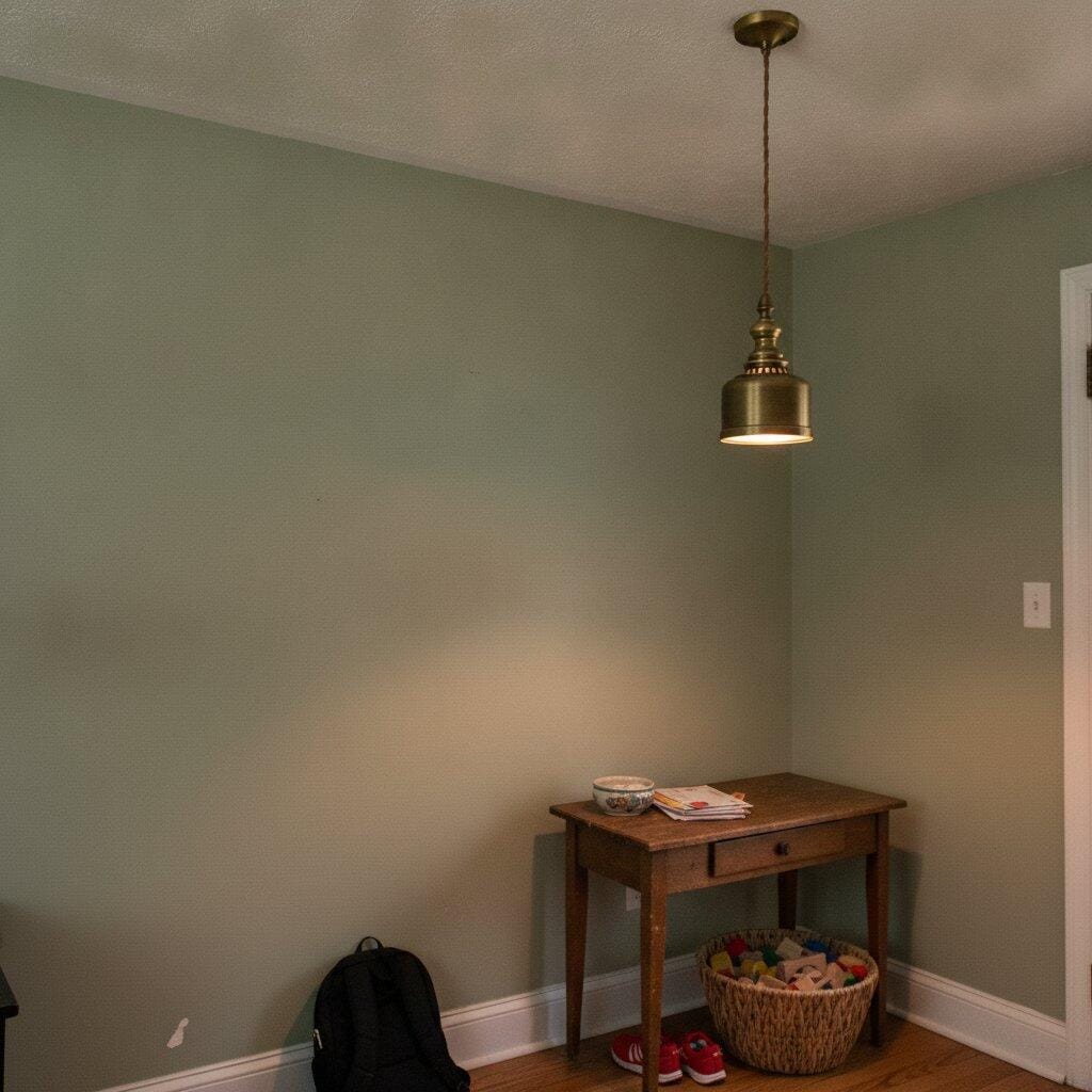 Customer photo review of Antique Brass Dome Pendant Light, Twisted Cord, 11.5 cm Wide