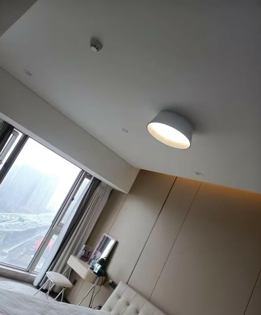 Customer photo review of Fluted Metal Ceiling Light, Wood Grain Interior, LED, 46 cm