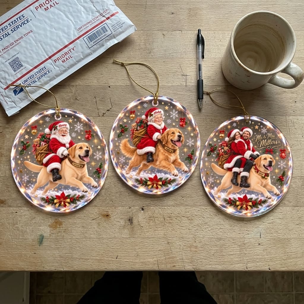 Customer photo review of (Made In The USA) Personalized Dog Christmas Vertical Drop Acrylic Ornament - Custom Photo & Name | Christmas Gift | ONM03 Pets
