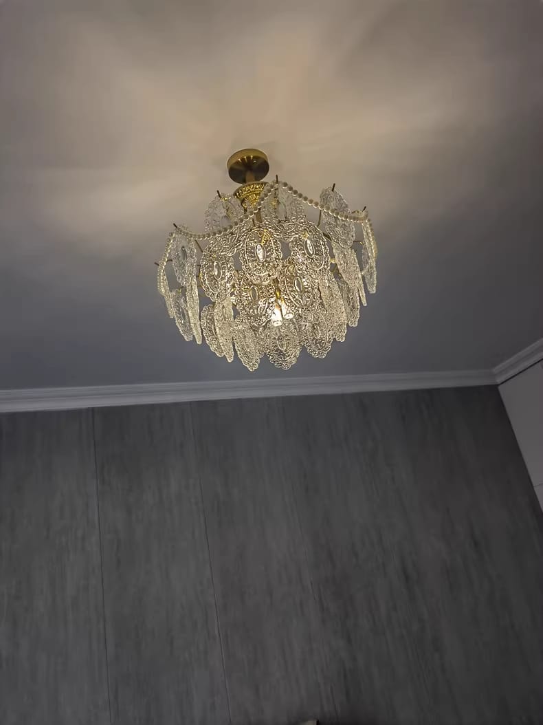 Customer photo review of Glass Pearl Pendant Light, Gold Frame, 50 to 80 cm
