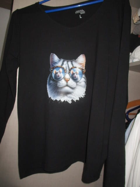 Customer photo review of Bügelbild Brillen Katze Mausfänger