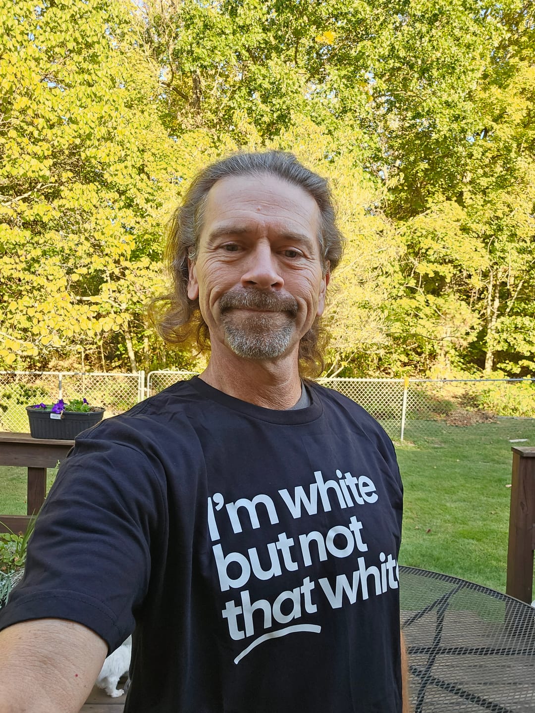 Customer photo review of I’m white but not that white Unisex Tee