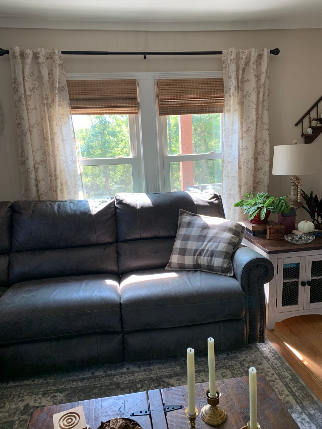 Customer photo review of Vine Blossom Linen Blend Curtains (2 Panels)