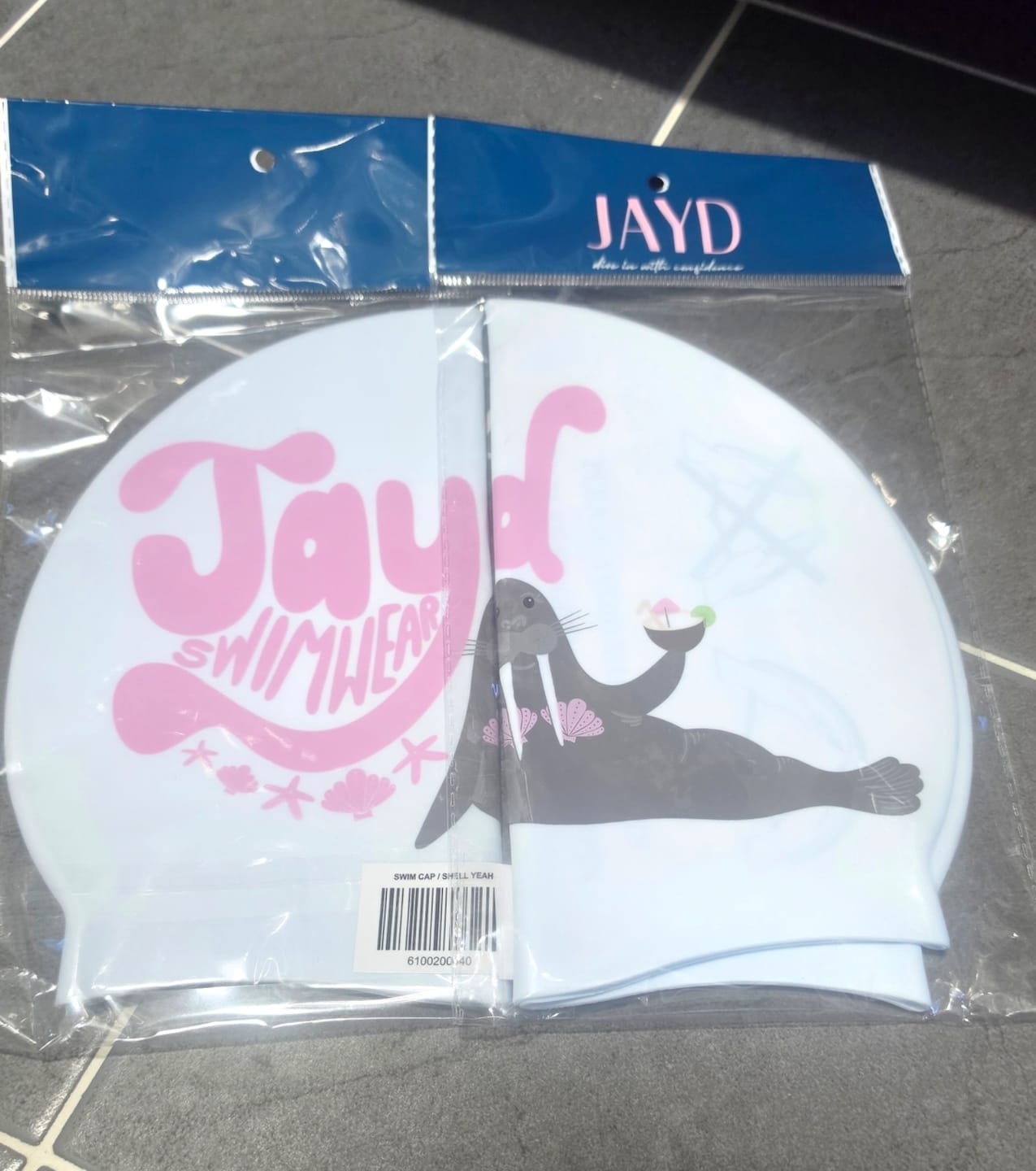 Customer photo review of JAYD Swim Cap - Shell Yeah