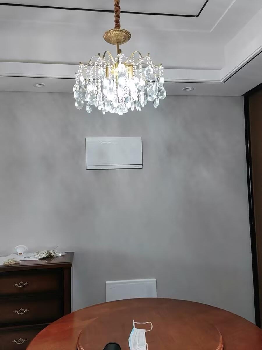 Customer photo review of Crystal Chandelier, Amber Teardrop Crystals, Gold-Finished Frame