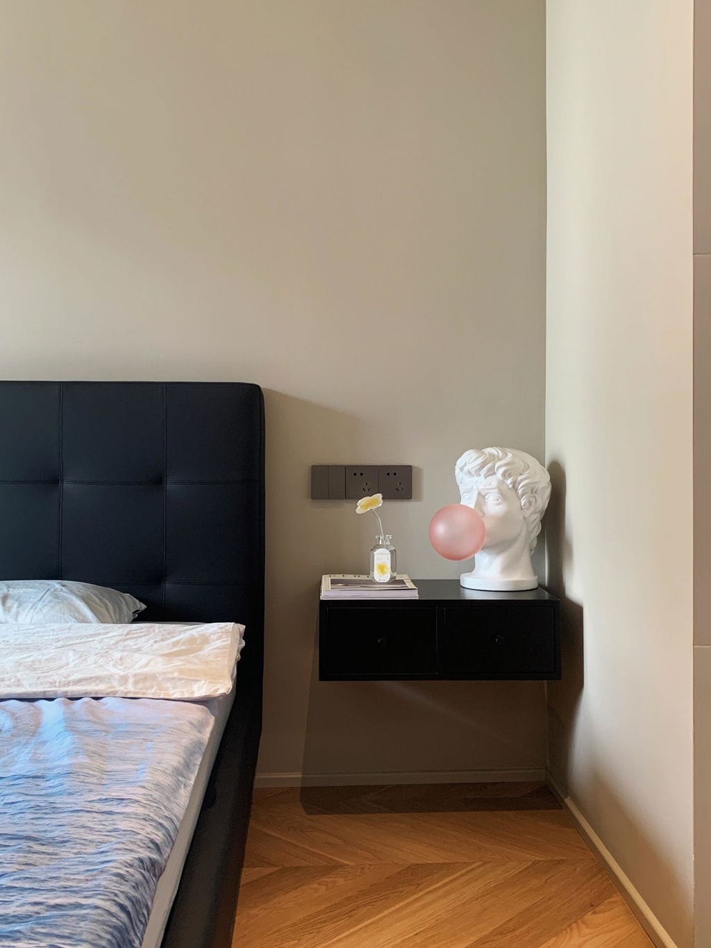 Customer photo review of Glass Table Lamp, Pink Bubble Shade, White Resin Body, 42 cm