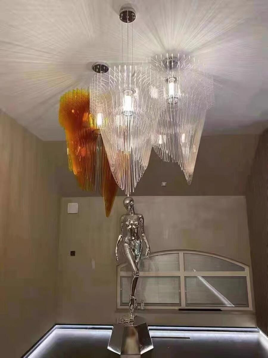 Customer photo review of Gold Acrylic Fringe Pendant Light, Chandelier, Integrated LED