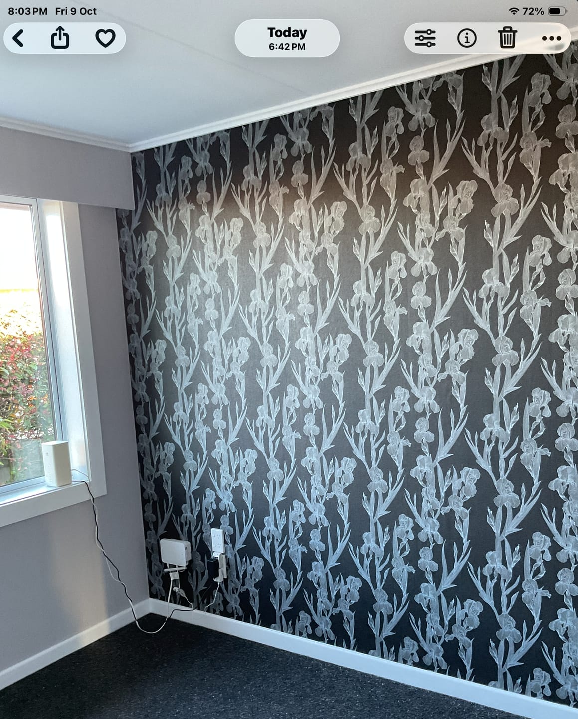 Customer photo review of Iris Floral - Textured Vinyl Wallpaper - Black