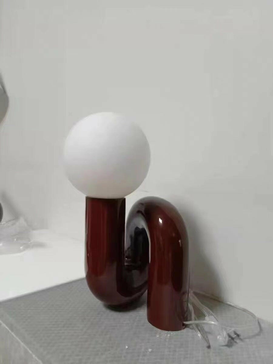 Customer photo review of Globe Table Lamp, White Glass Shade on Curved Resin Base